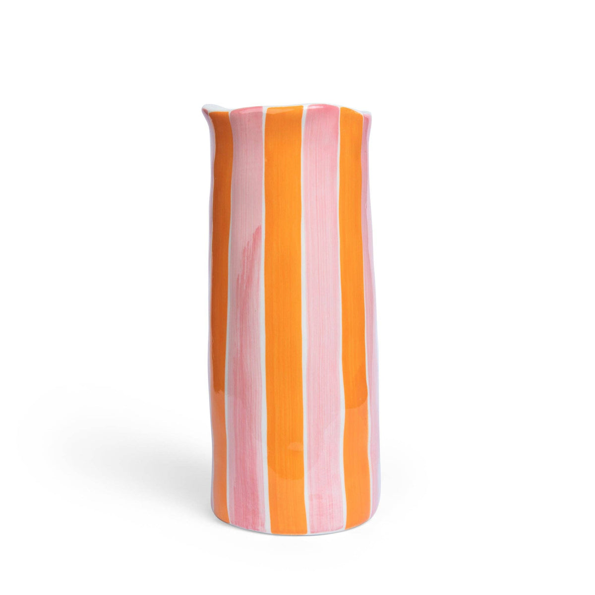 Medium Ceramic Vase | Pink & Orange Stripe