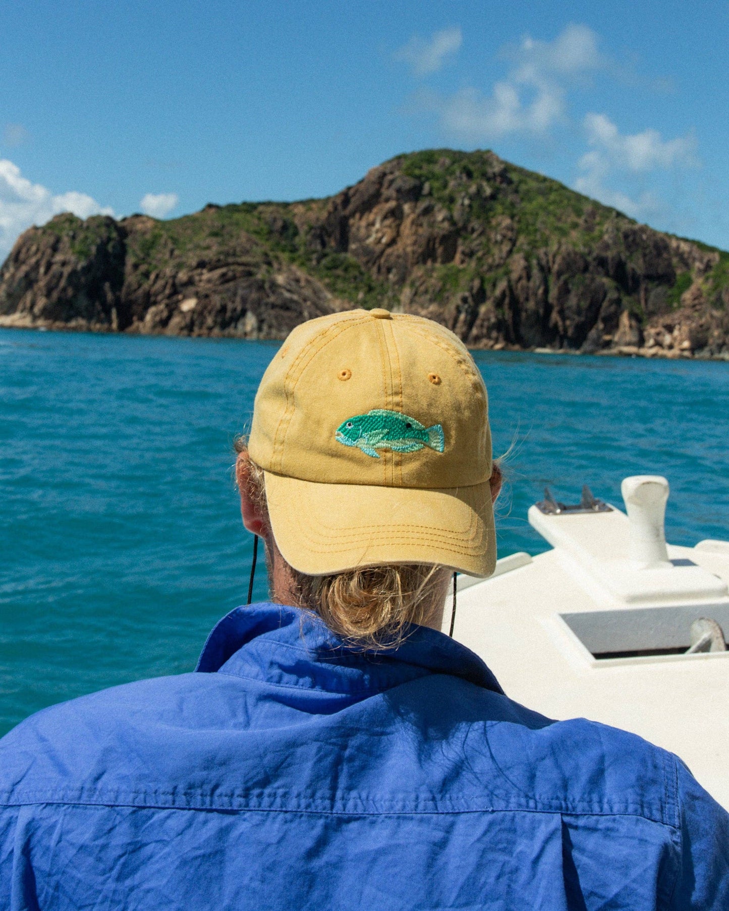 Tusky Fish Lid | Cotton Dad Cap in Mustard