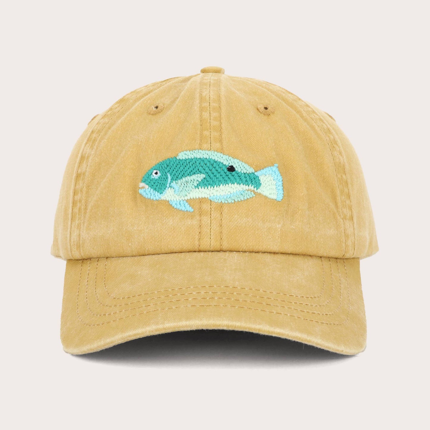 Tusky Fish Lid | Cotton Dad Cap in Mustard