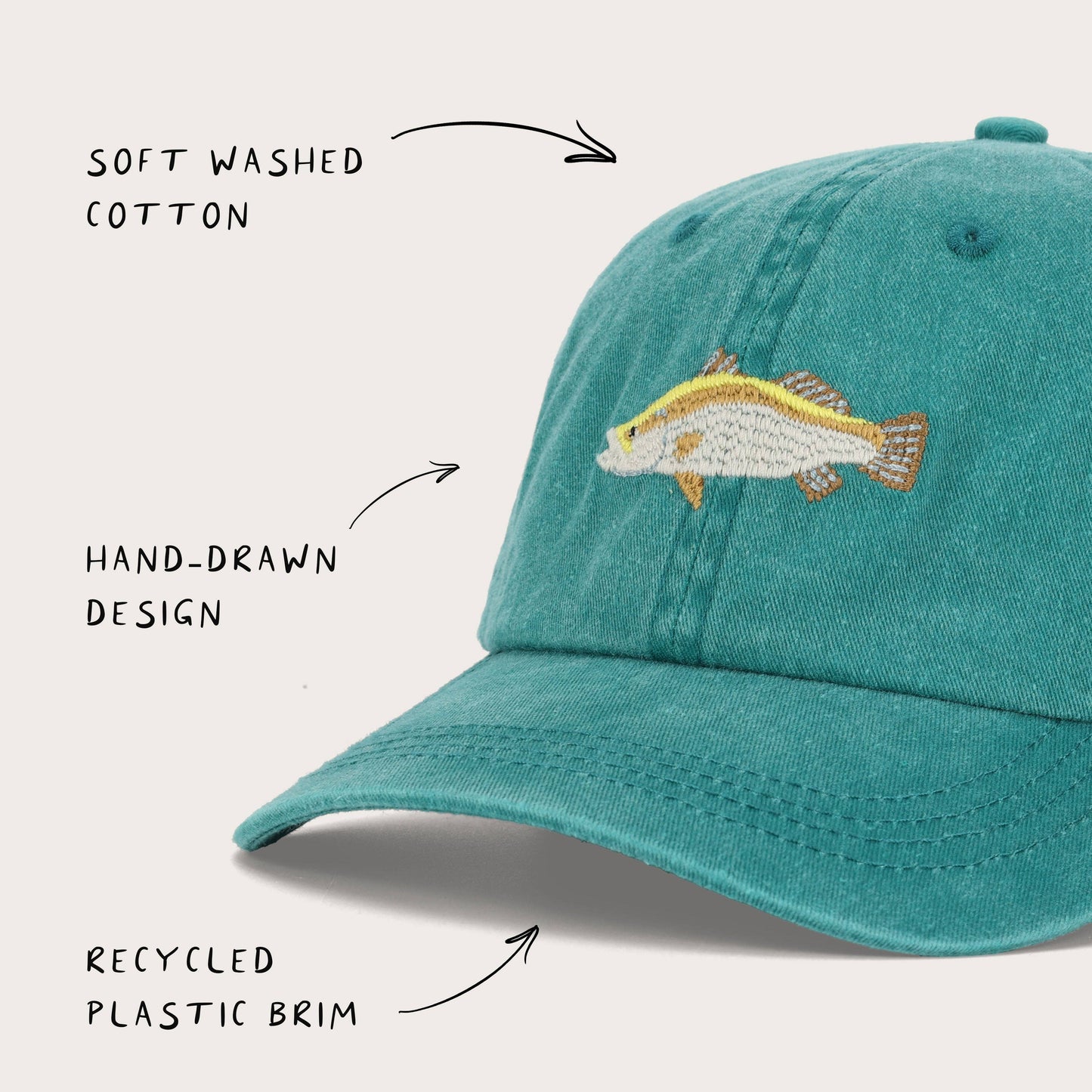 Barramundi Fish Lid | Cotton Dad Cap in Teal