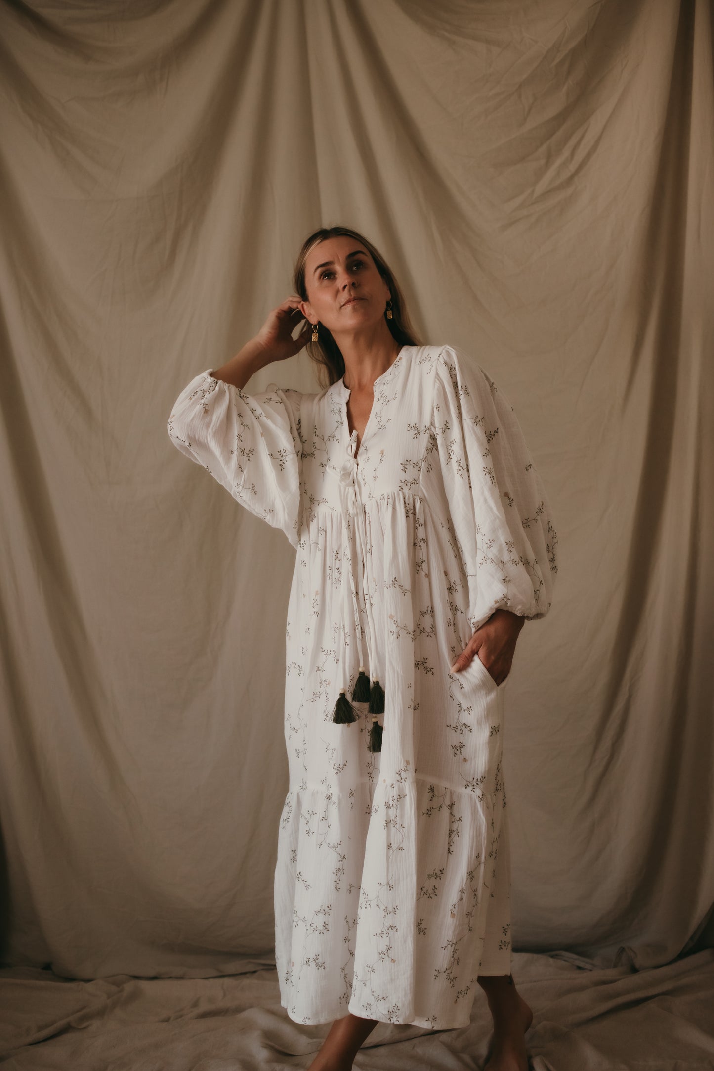 Sage Dress - Vine Print