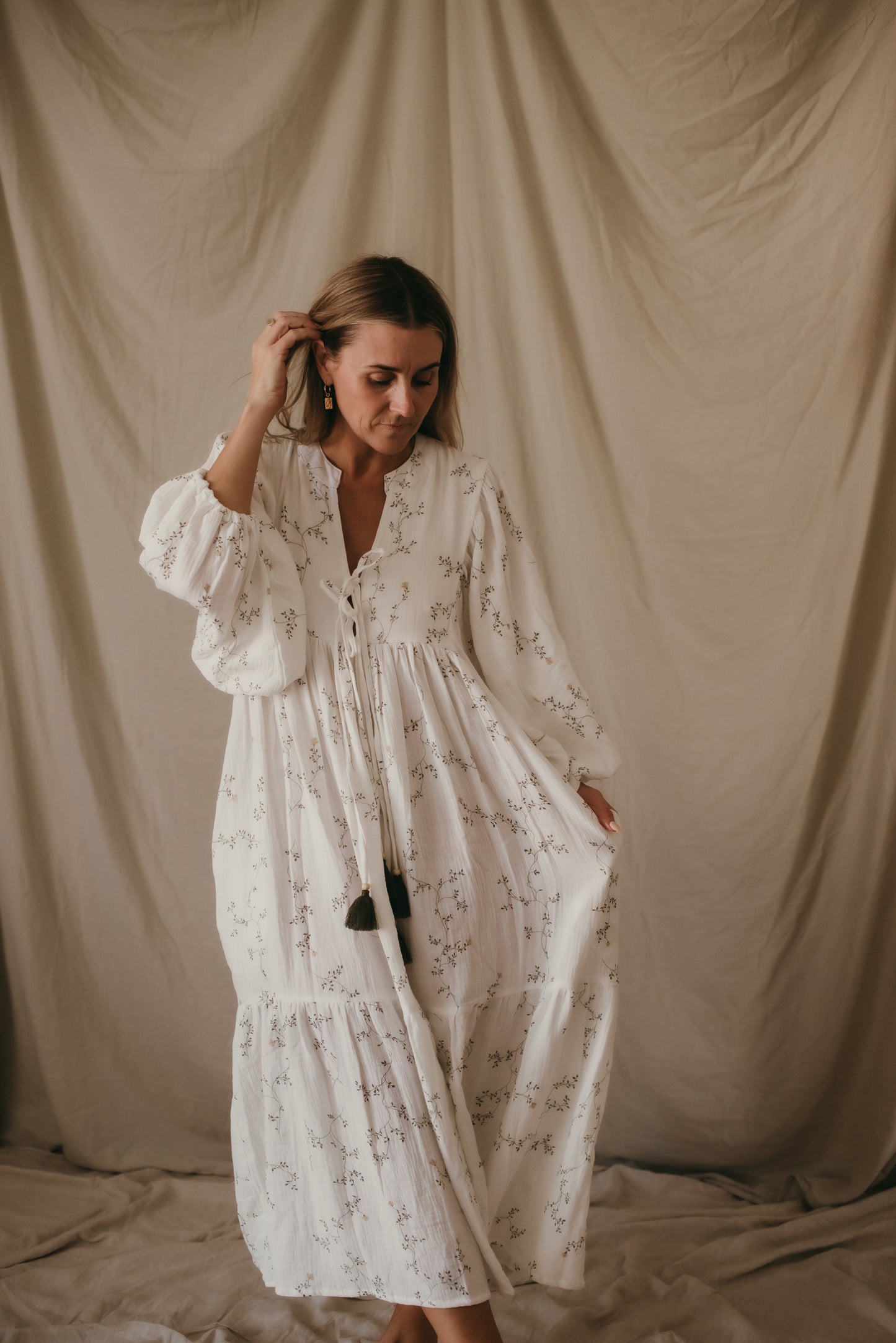Sage Dress - Vine Print