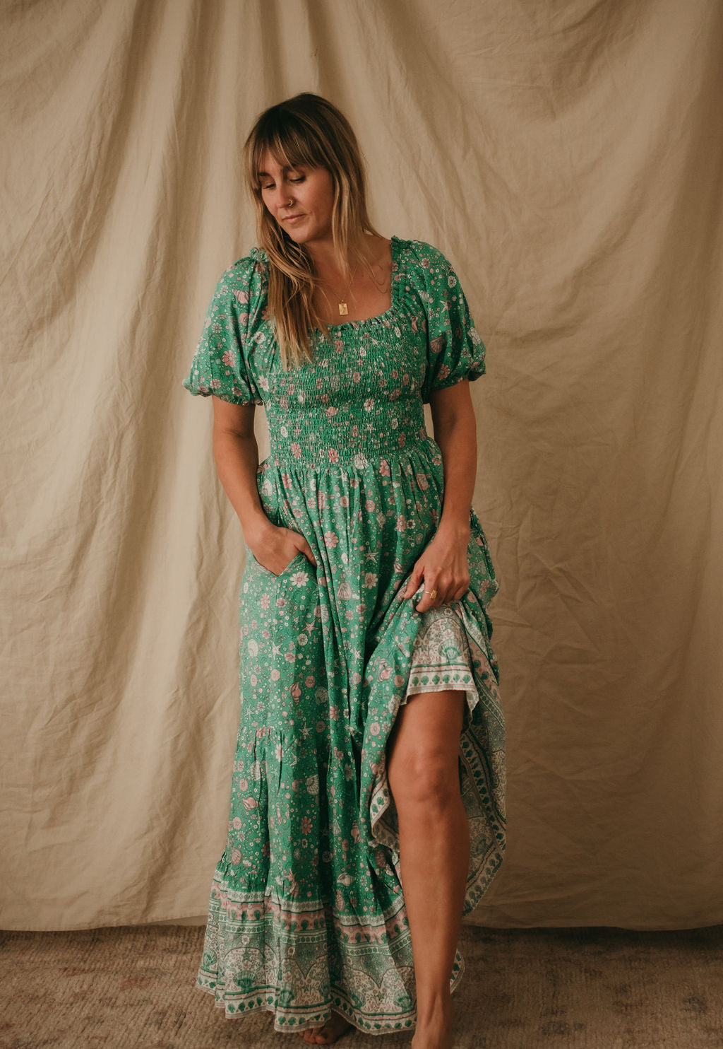 Lily Maxi Dress Shell Print
