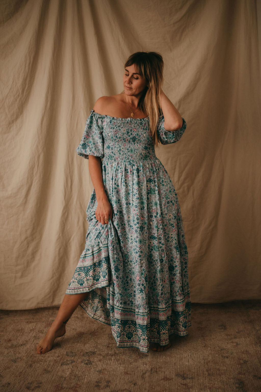 Lily Maxi Dress Shell Print