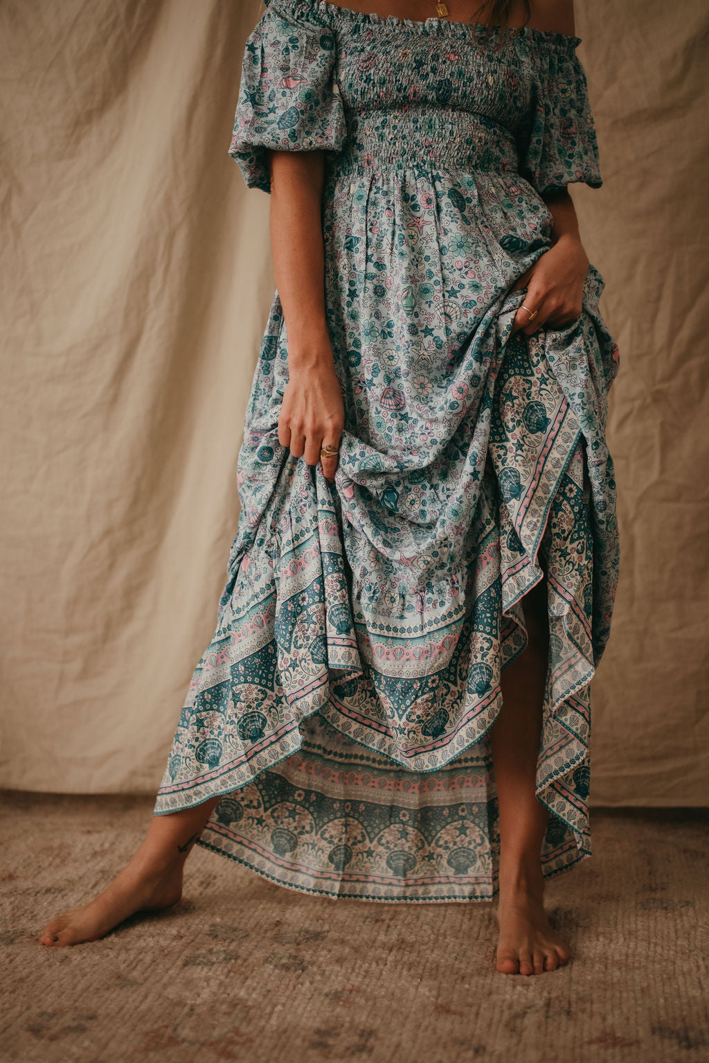 Lily Maxi Dress Shell Print