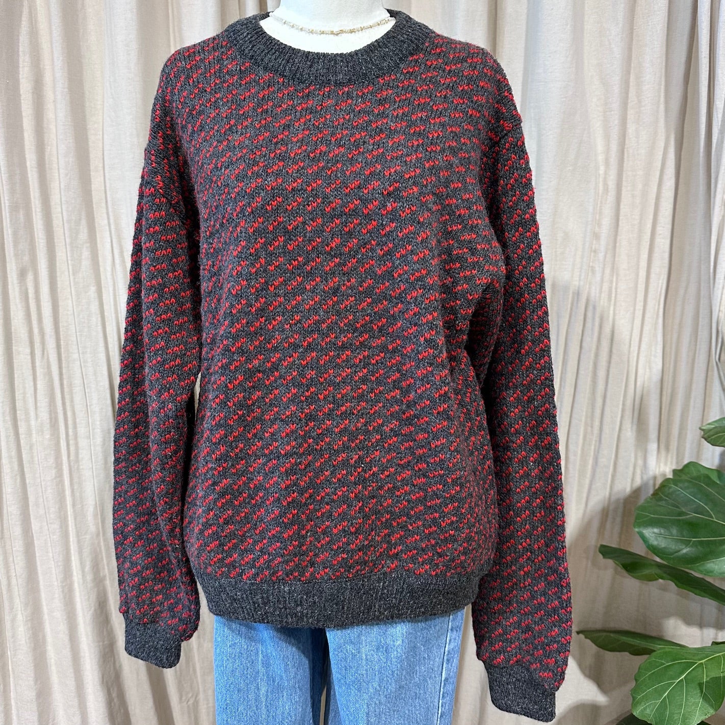 Vintage Knitwear - Red/grey Knit L.L.Bean