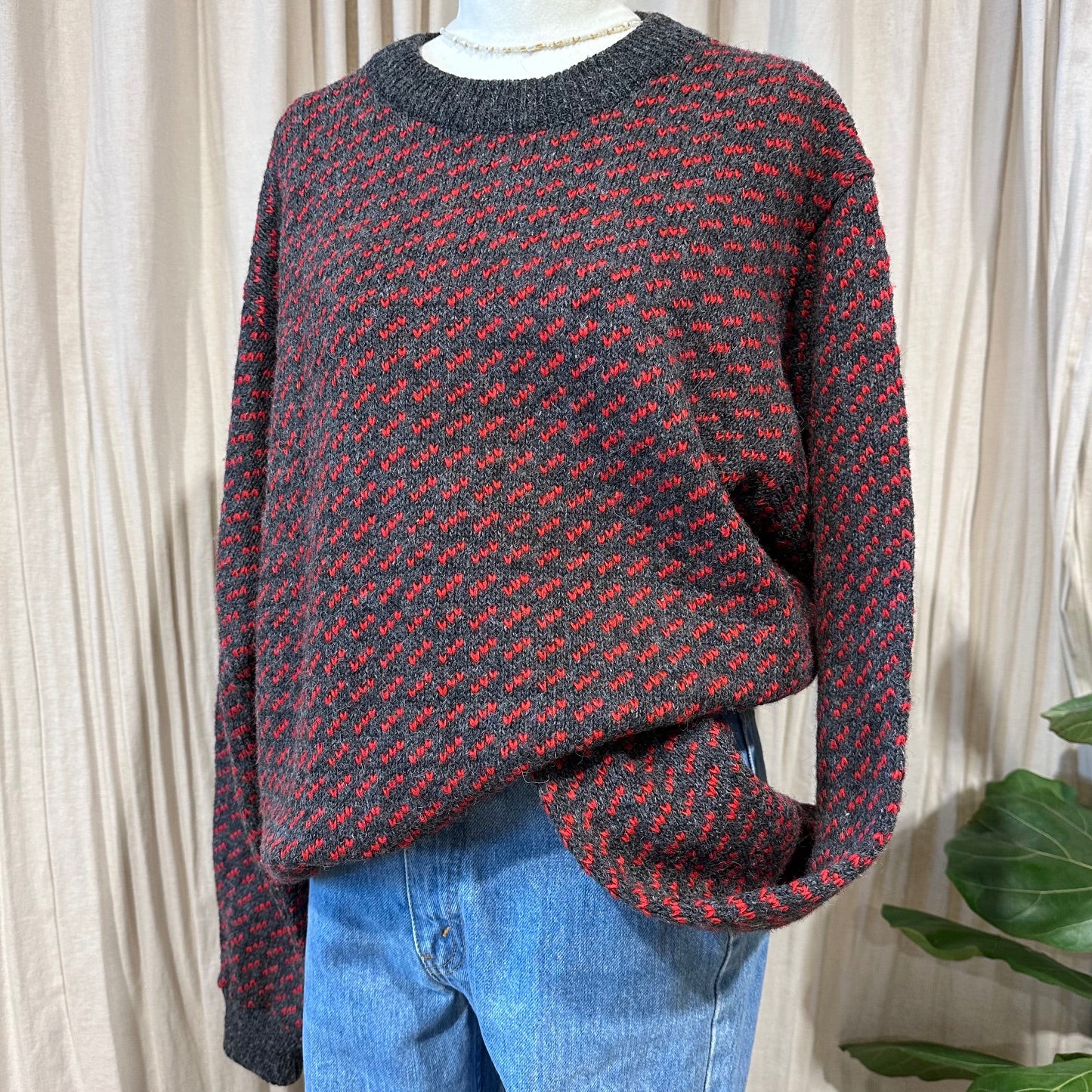 Vintage Knitwear - Red/grey Knit L.L.Bean