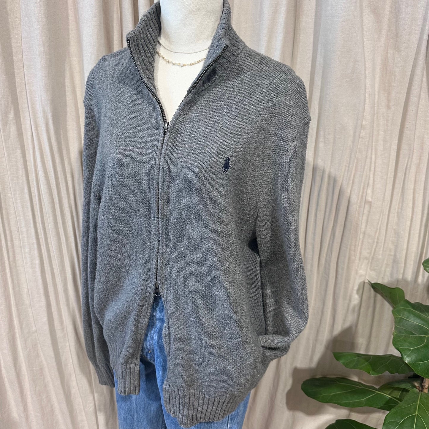 Vintage Knitwear - Ralph Lauren Grey Zip Up