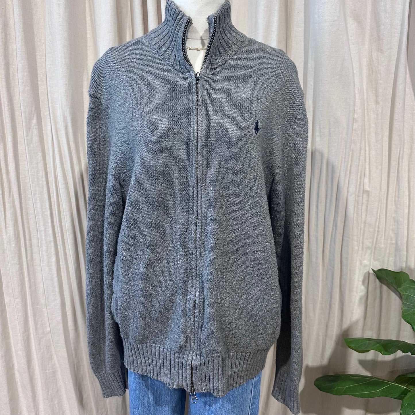 Vintage Knitwear - Ralph Lauren Grey Zip Up