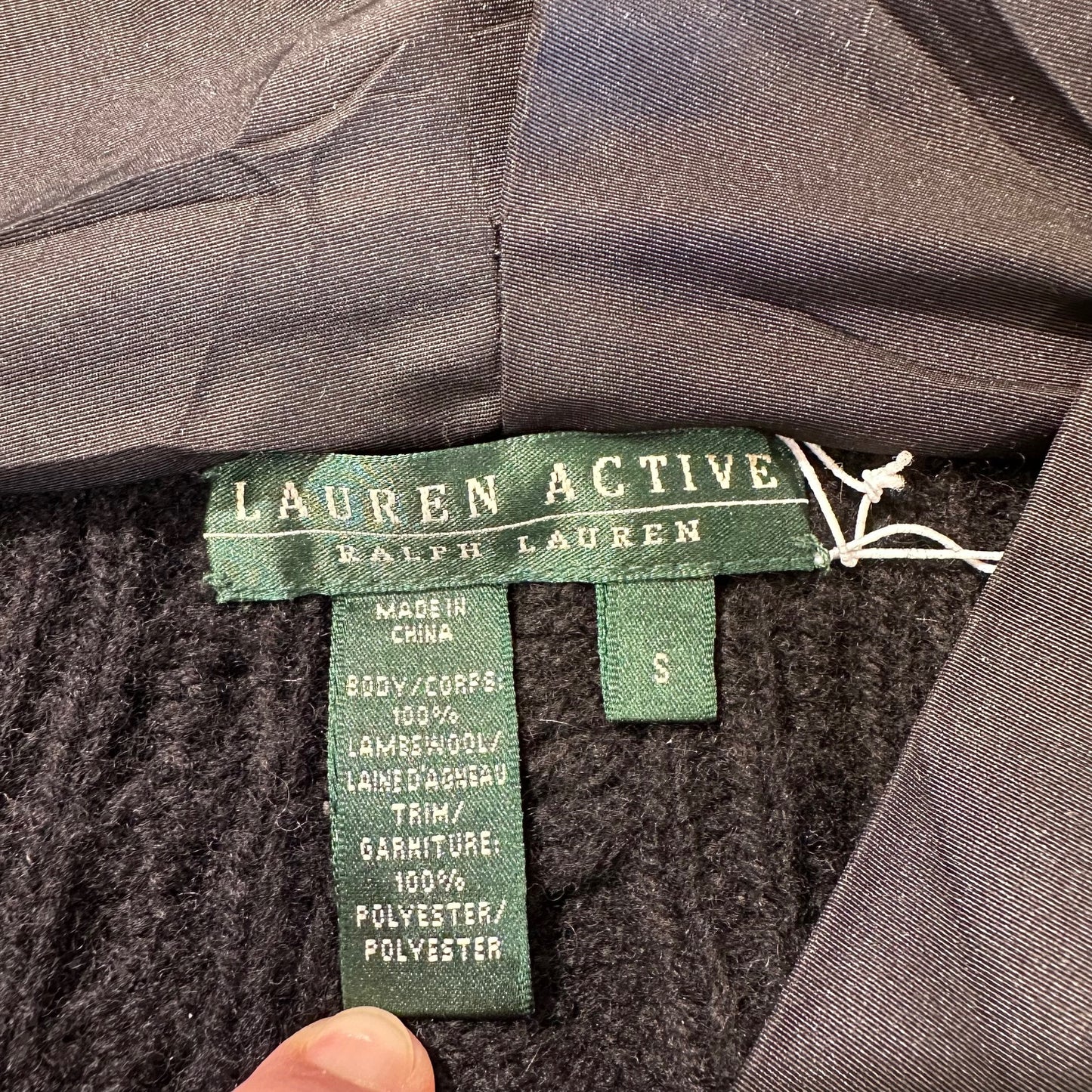 Vintage Knitwear - Black Cable Button Neck Ralph Lauren