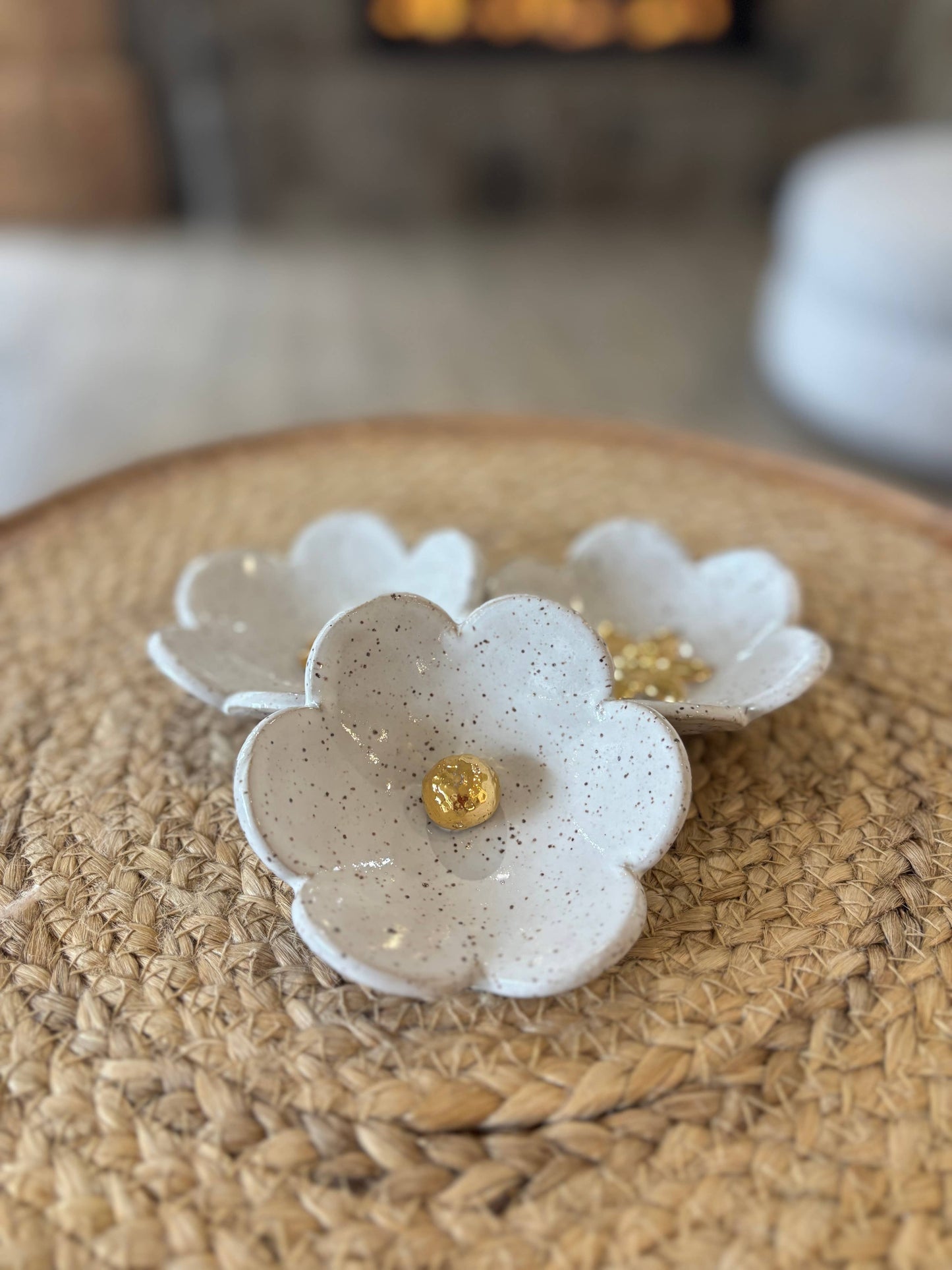 Ceramic Trinket Dish Golden Bloom