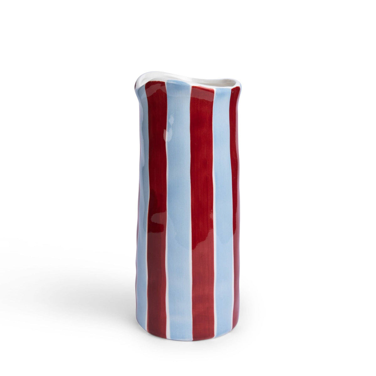 Medium Ceramic Vase | Burgundy & Blue Stripe