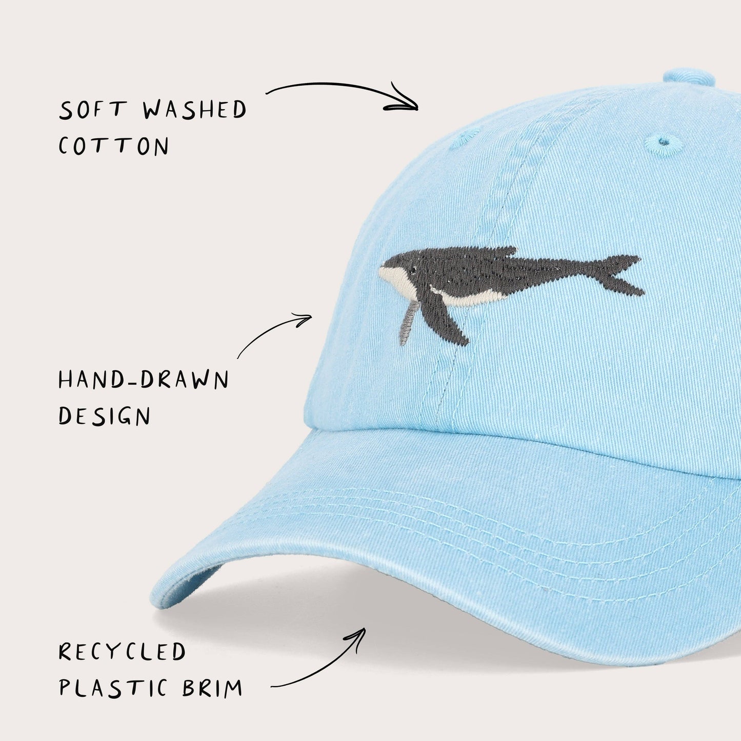 Humpback Whale Fish Lid | Cotton Dad Cap in Blue