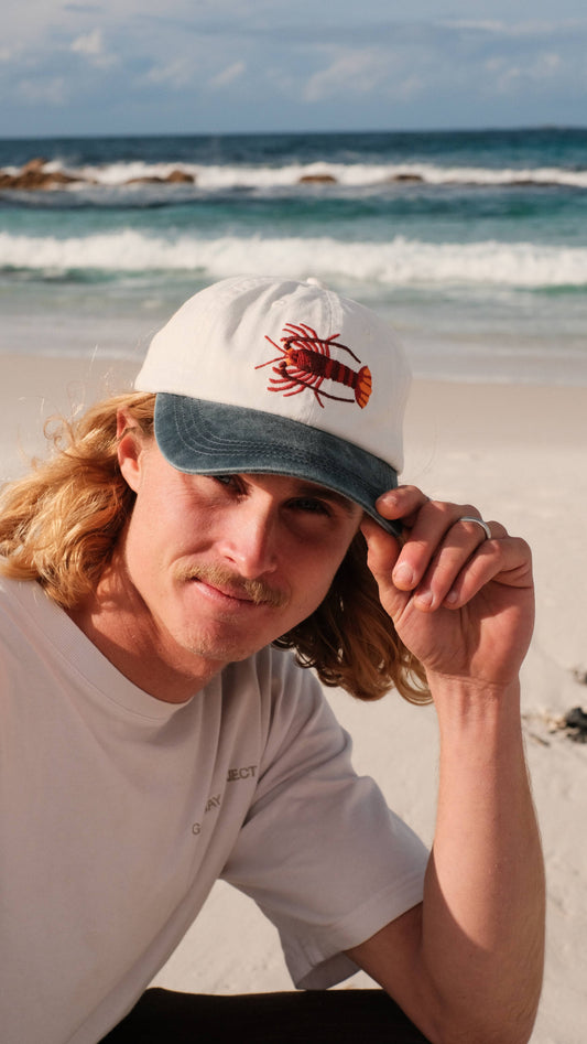 Southern Rock Lobster Lid | White & Blue Cotton Dad Cap