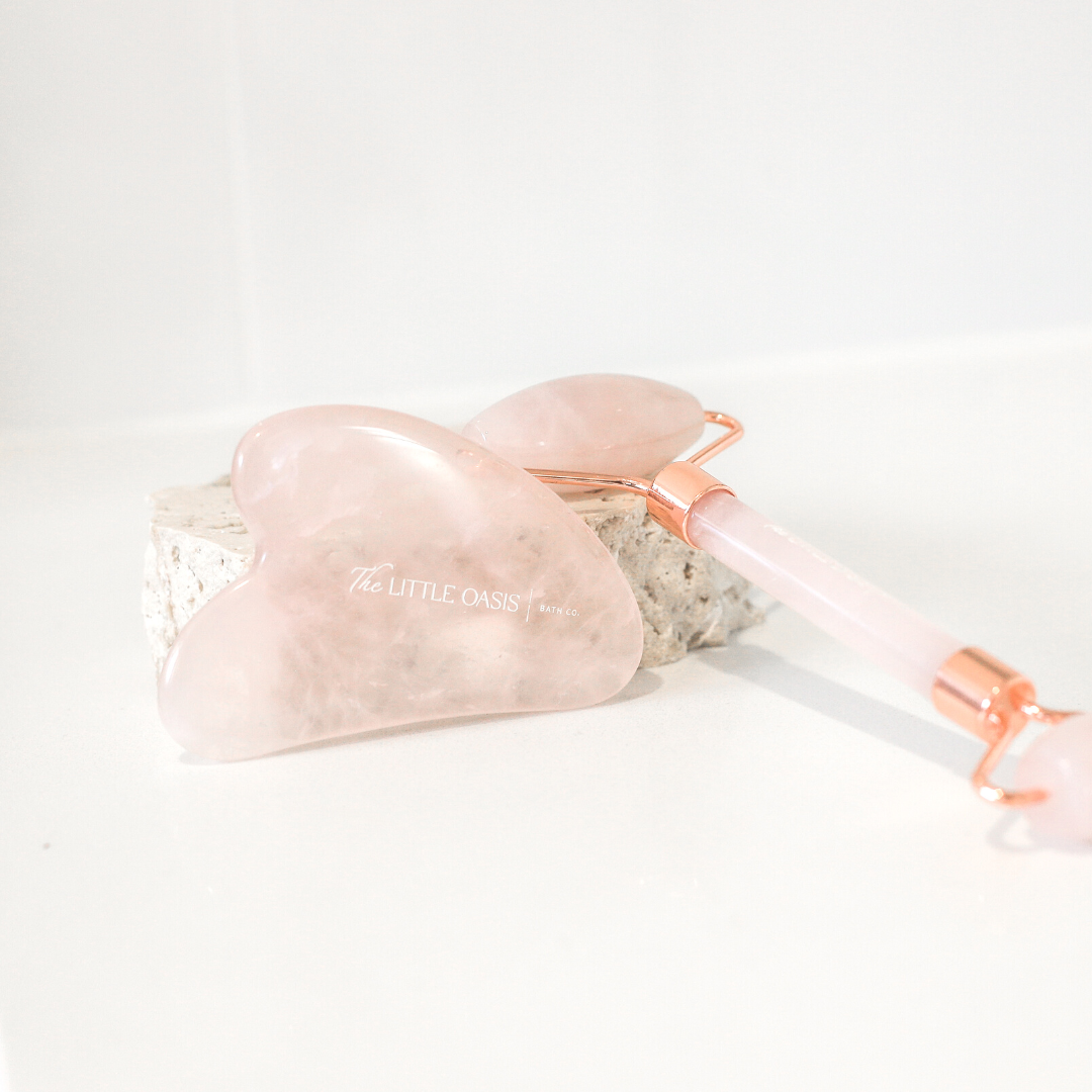 ROSE QUARTZ FACIAL ROLLER & GUA SHA SCULPTING SET