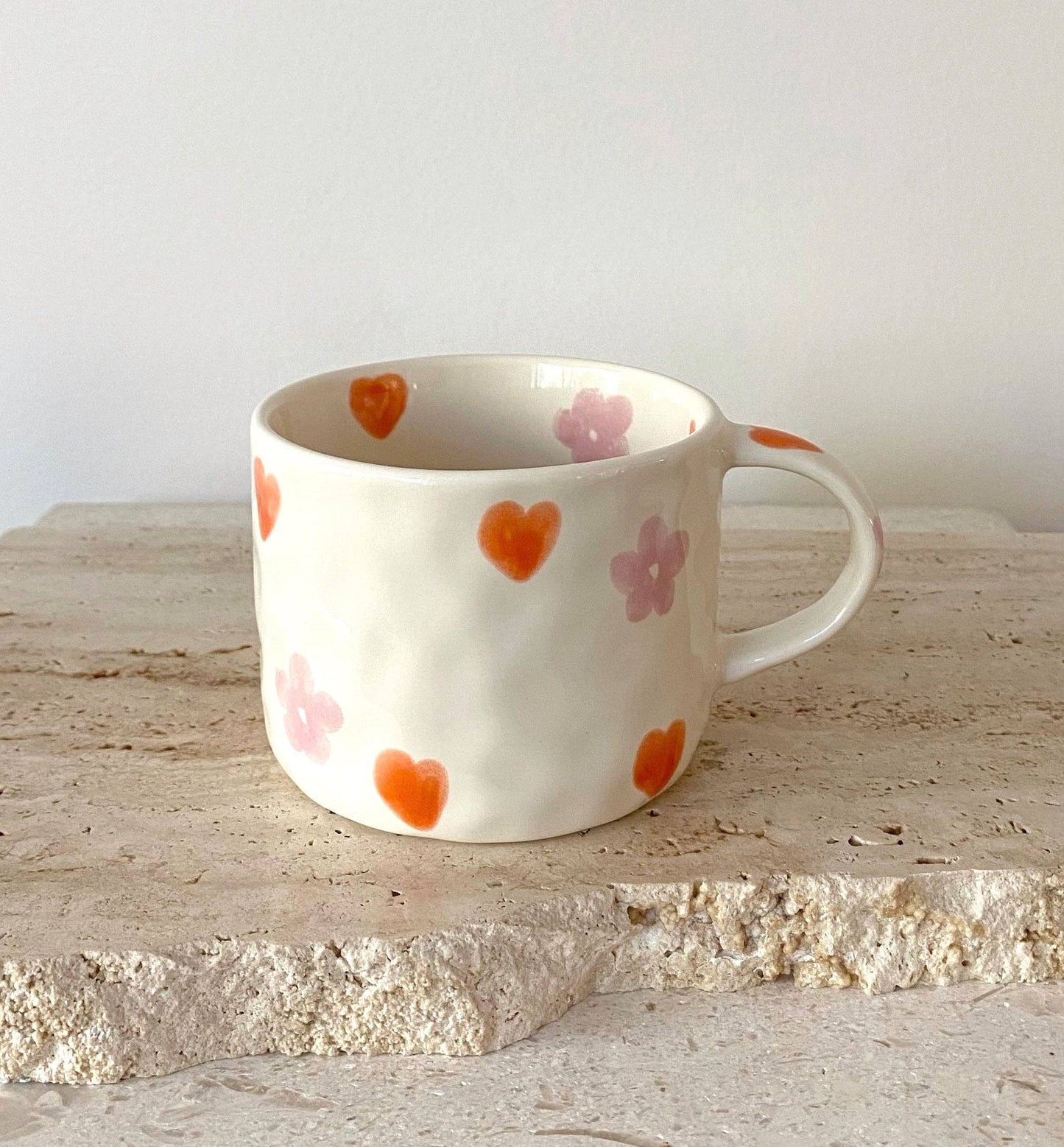 Hearts Hand Painted Coffee Mugs