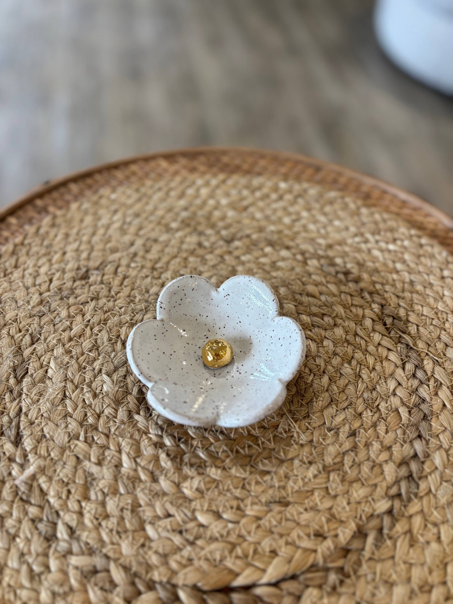Ceramic Trinket Dish Golden Bloom