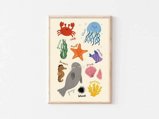 Colours Underwater Print - Modern Educational Kid's Art