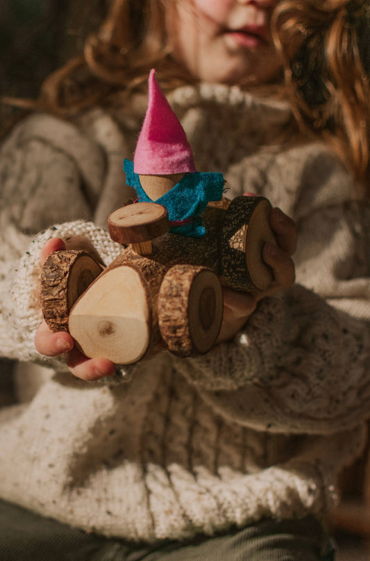 Wooden Gnome's Car - Kids Wood Toy