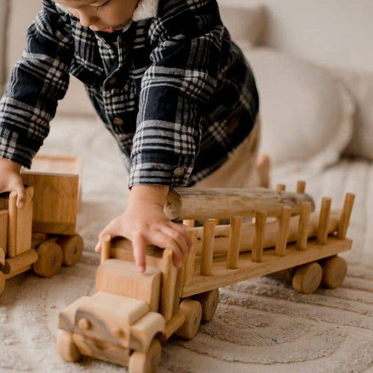 Handcrafted Wooden Log Truck Toy