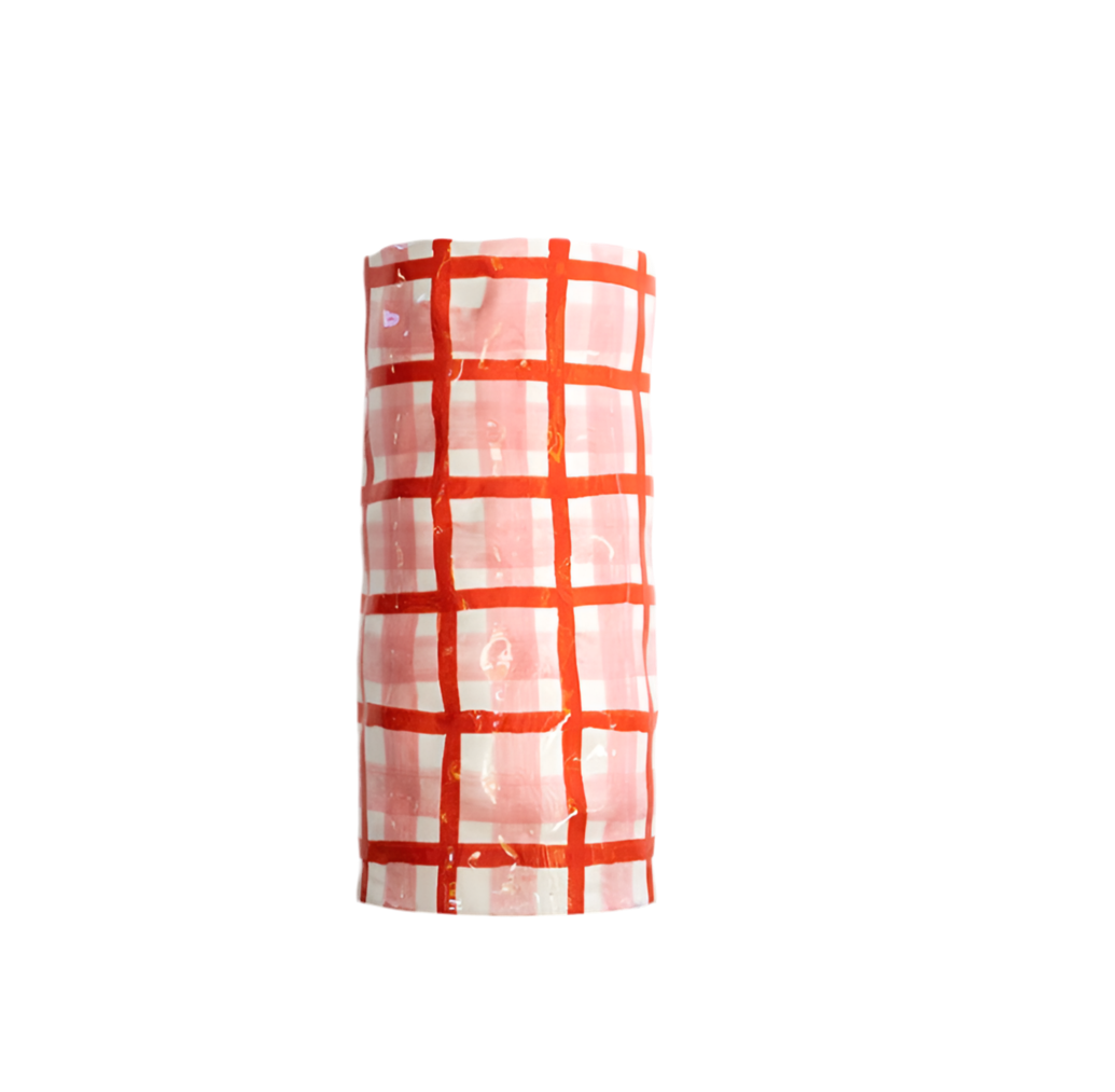 Medium Ceramic Vase | Red & Pink Gingham