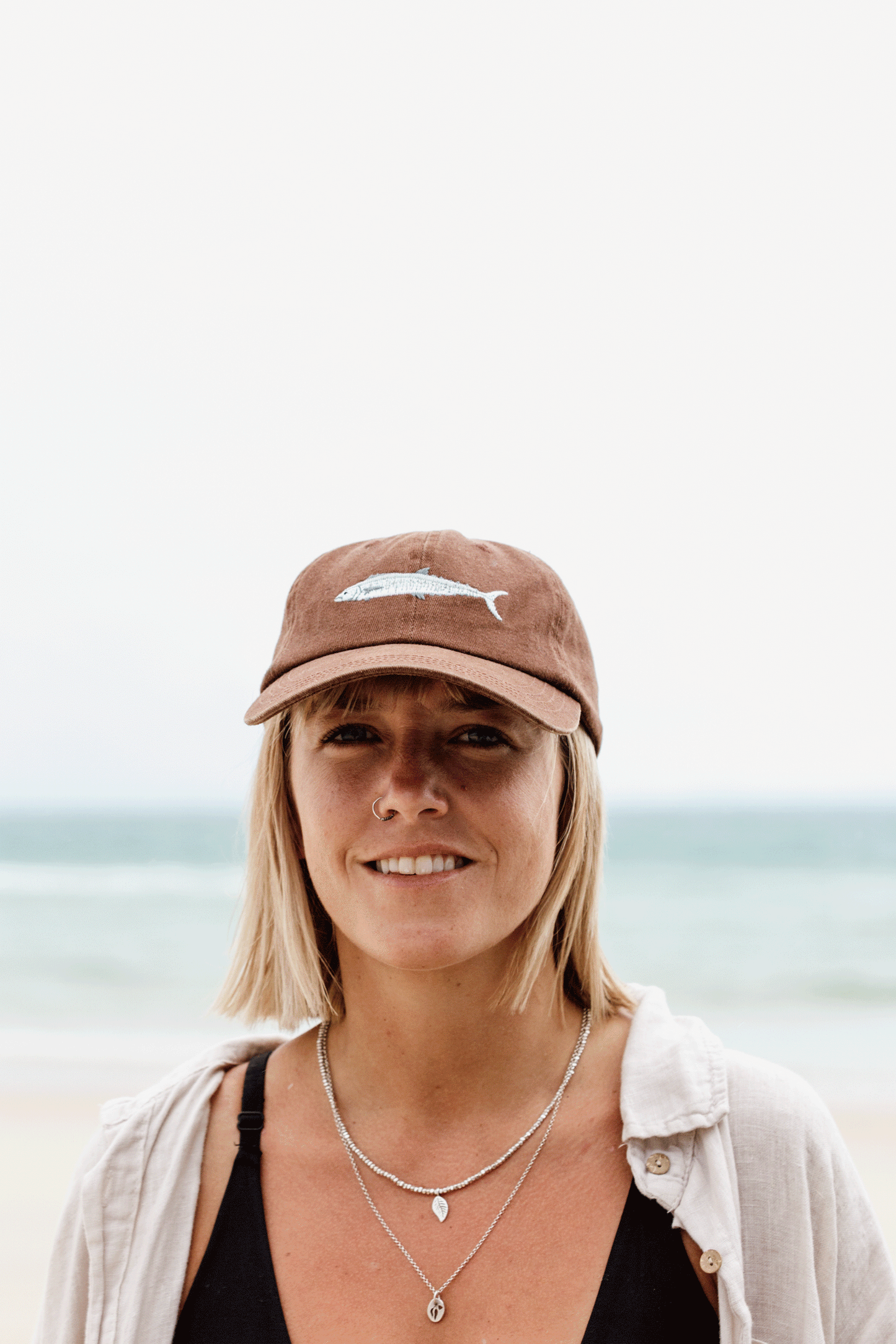 Spanish Mackerel Fish Lid | Cotton Dad Cap in Brown