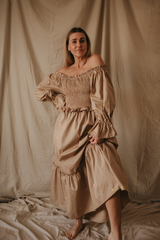 Deliha Dress - Ditsy Sand