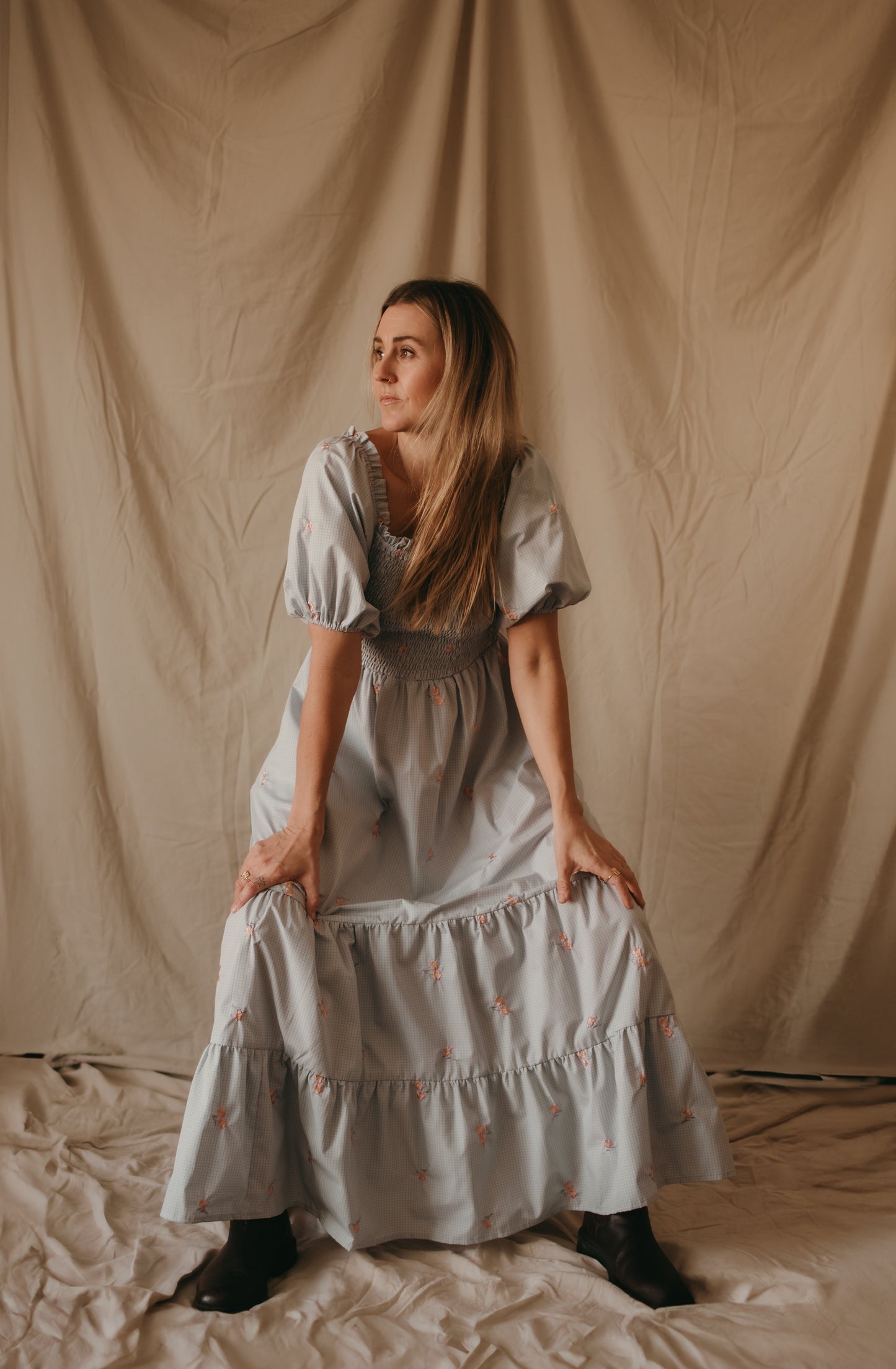 Lily Maxi - Gingham Skies