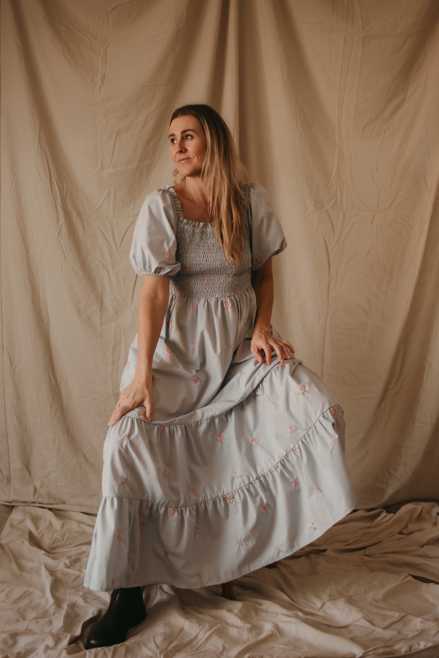 Lily Maxi - Gingham Skies