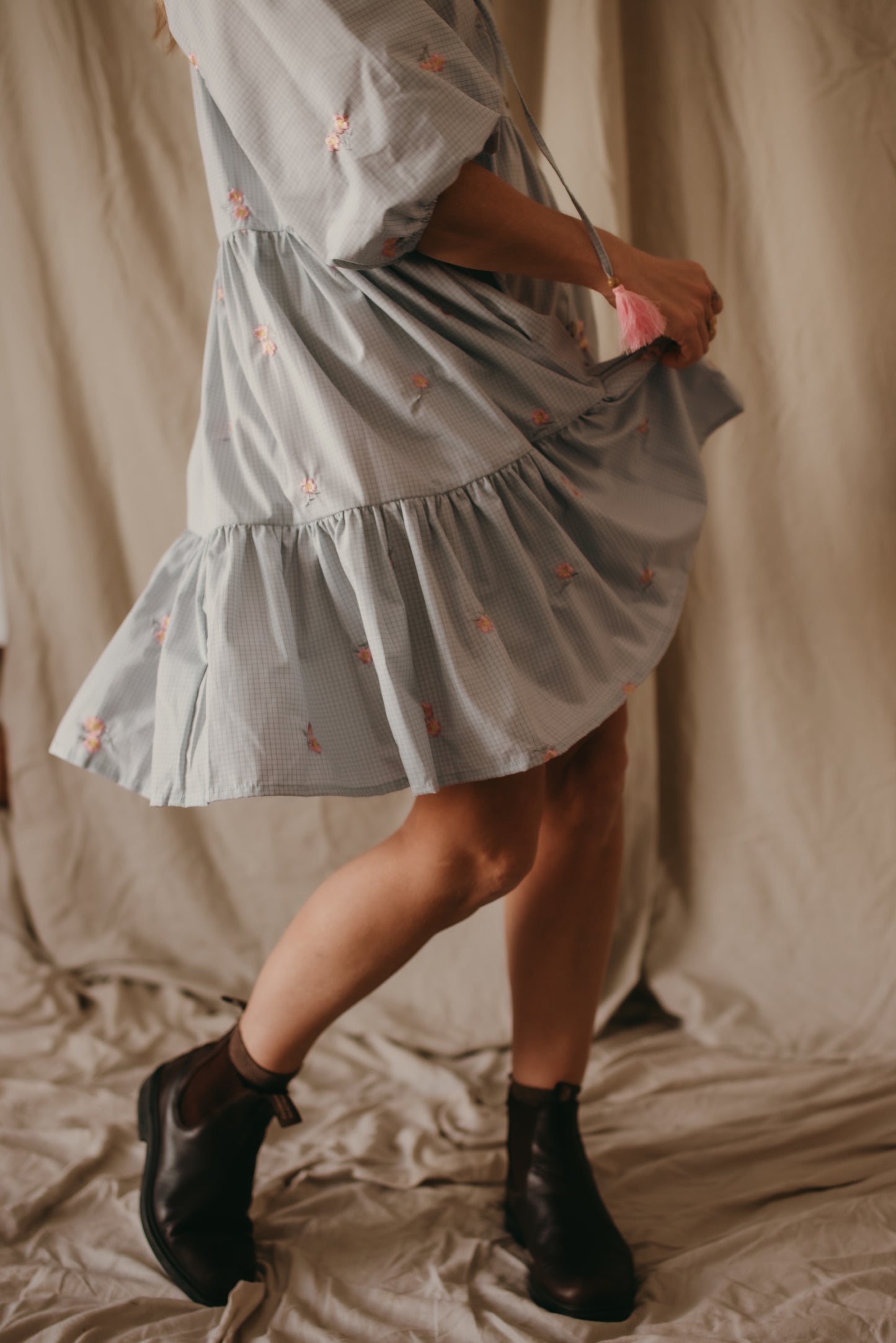 Hailey Dress - Gingham Skies