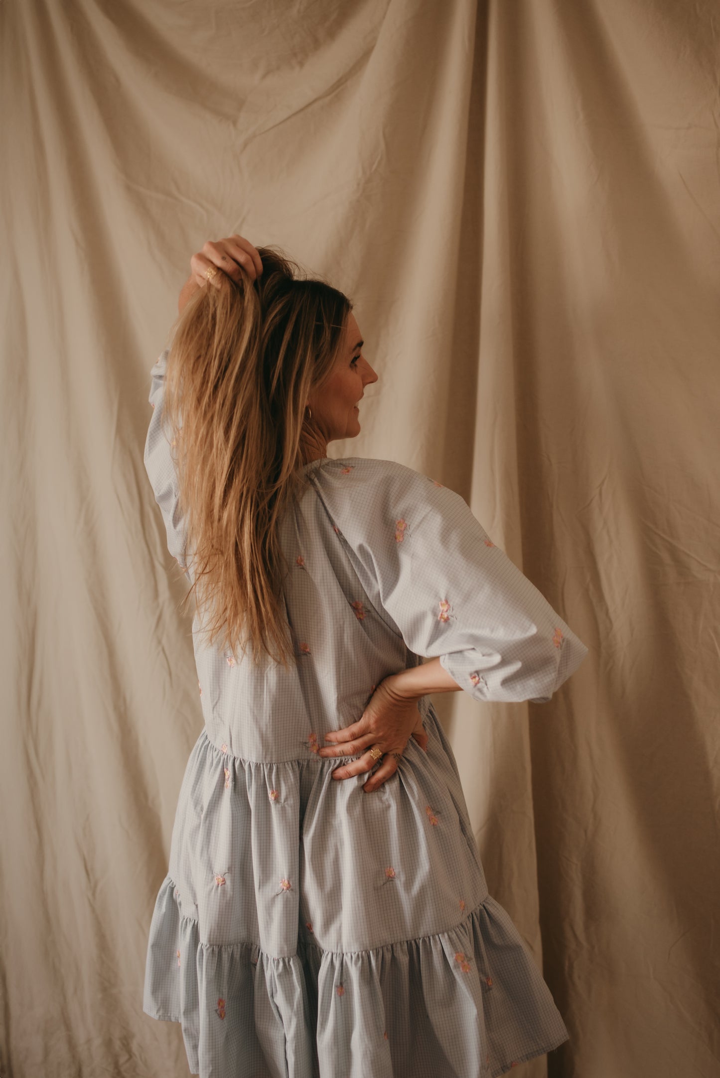 Hailey Dress - Gingham Skies