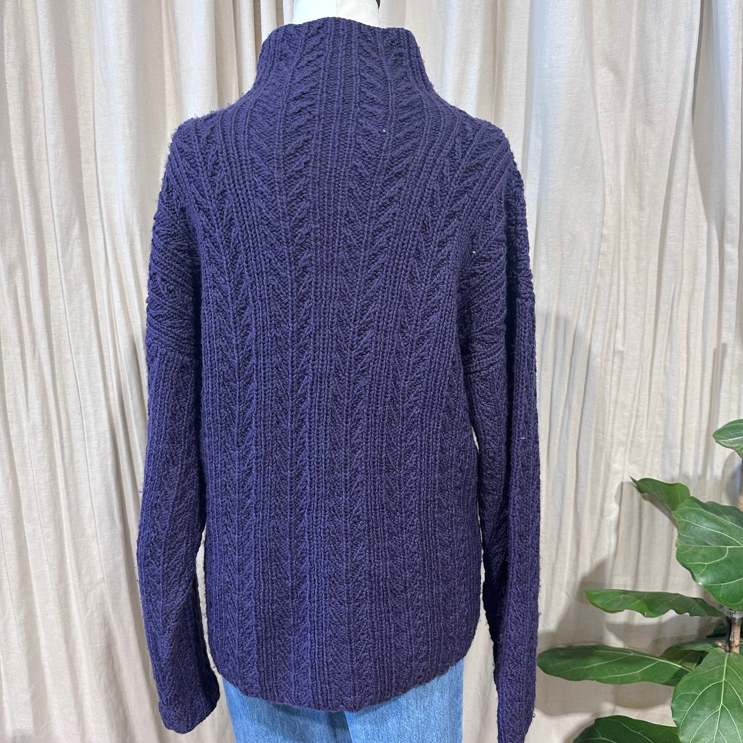 Vintage Knitwear - Purple Cable High Neck *HOLE IN SHOULDER*