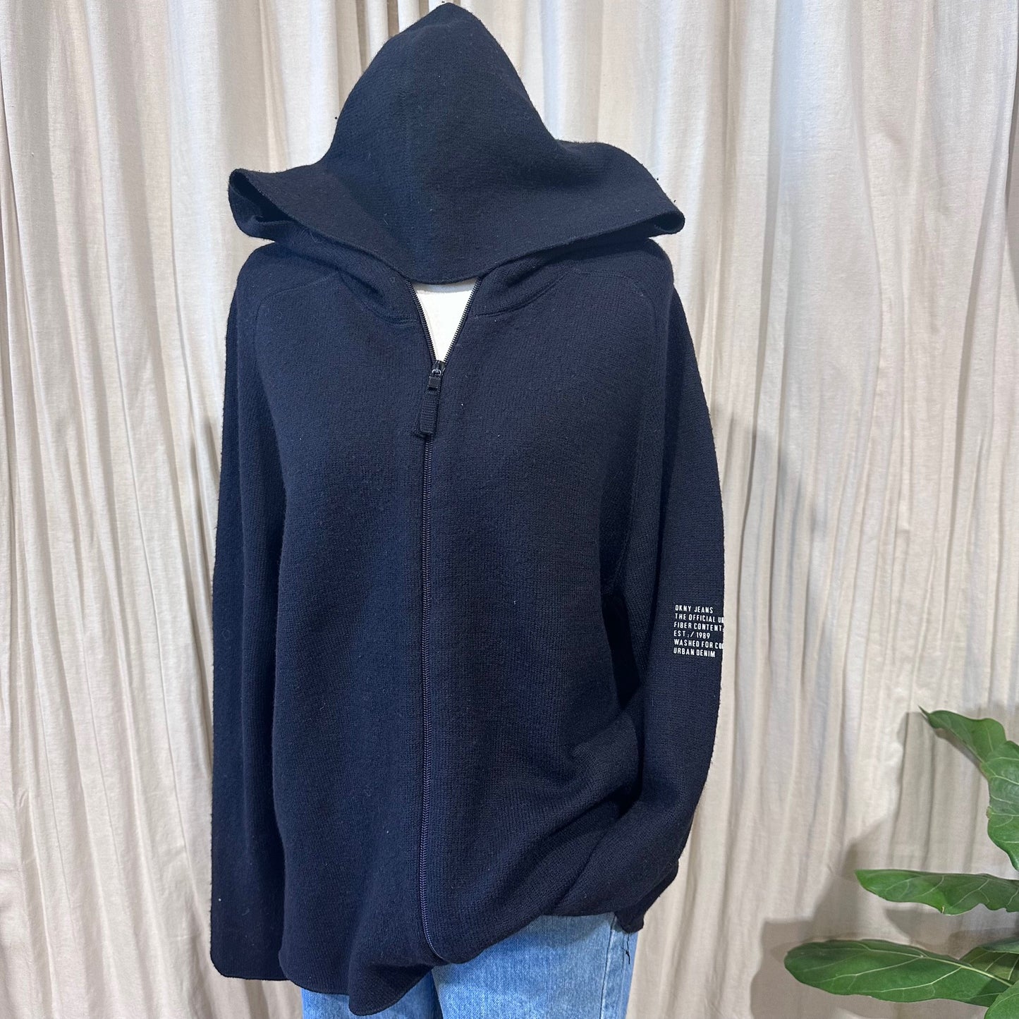 Vintage Knitwear - Black DKNY Zip Up Hoodie