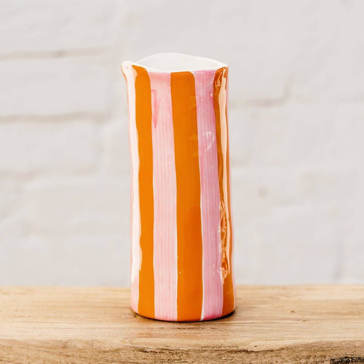 Medium Ceramic Vase | Pink & Orange Stripe