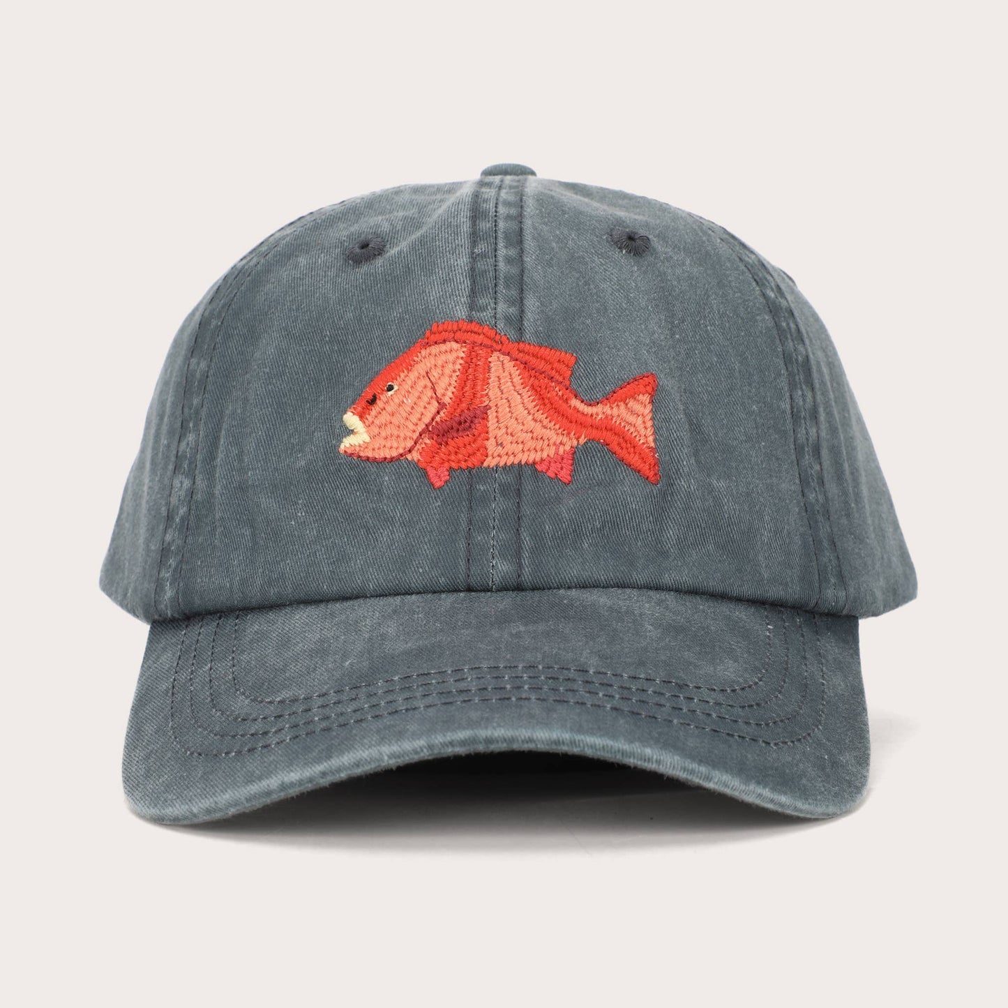 Red Emperor Fish Lid | Cotton Dad Cap in Steel Blue