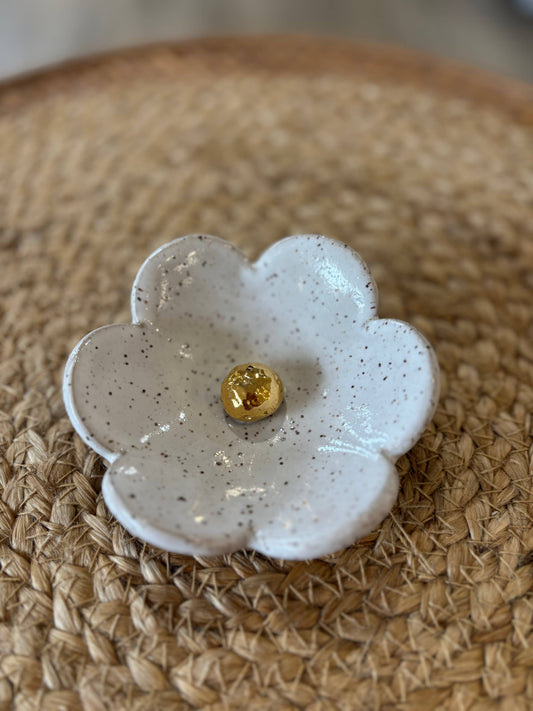 Ceramic Trinket Dish Golden Bloom