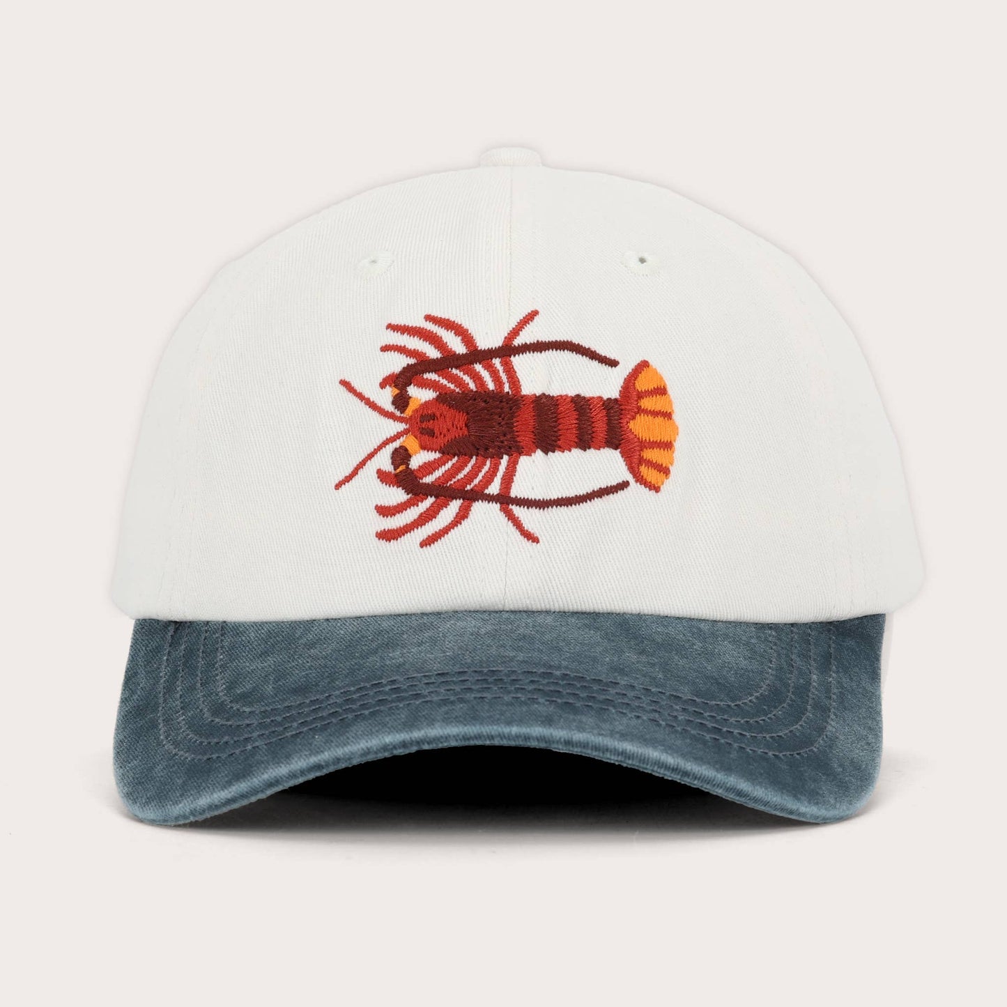Southern Rock Lobster Lid | White & Blue Cotton Dad Cap