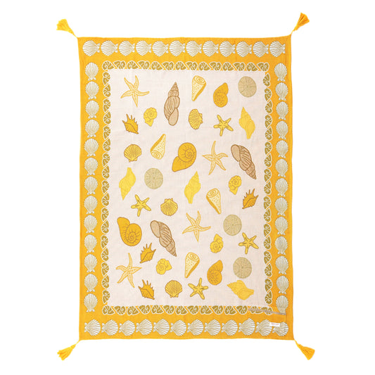 Seashells Picnic Blanket with invisible Pockets