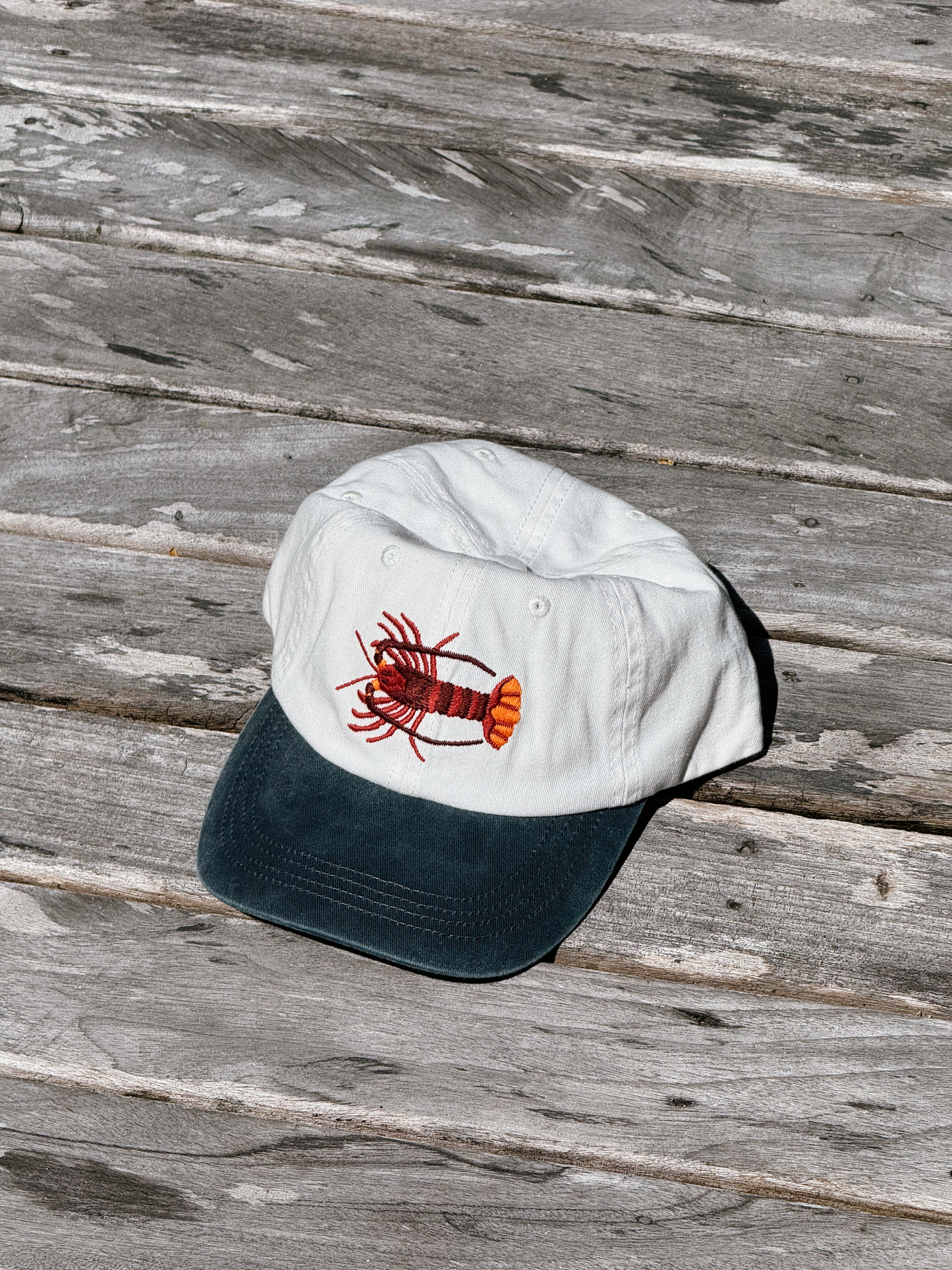 Southern Rock Lobster Lid | White & Blue Cotton Dad Cap