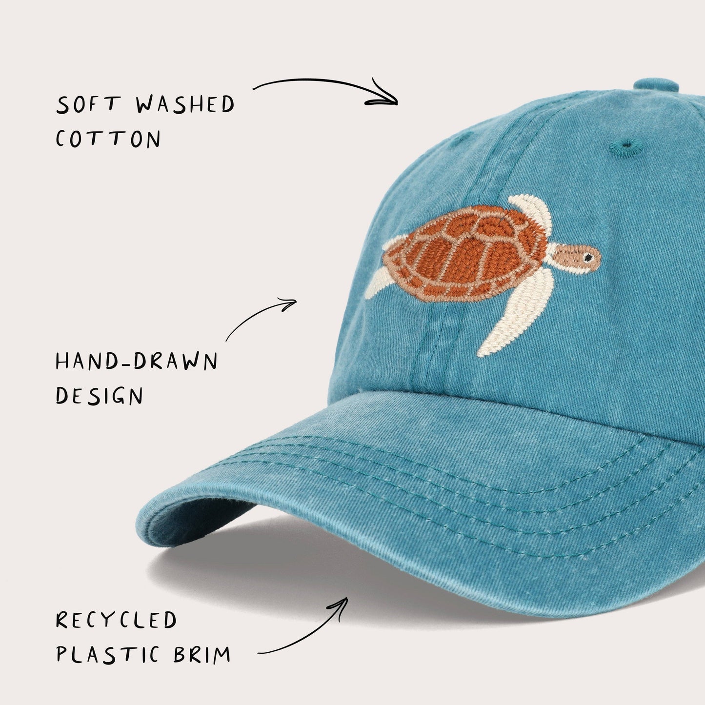Turtle Fish Lid | Cotton Dad Cap in Blue